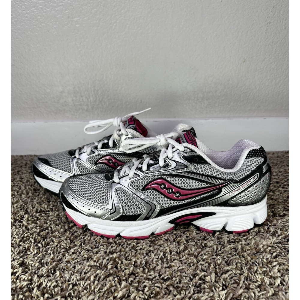 Saucony Cohesion 5 Women's Size 9.5 Running Shoes Gray Pink Athletic 15118-1